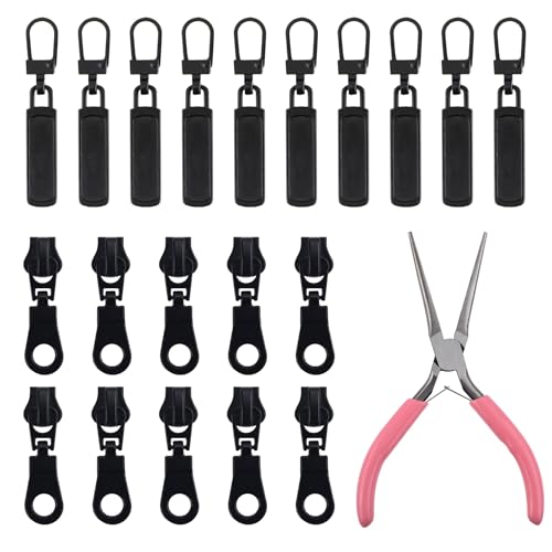 21st Reißverschluss Reparaturset, Reißverschluss Ersatzschieber & Zipper Pull & Zange Installieren Fix Reißverschluss zur Reparatur von Jacken Rucksäcken Gepäck Schlafsäcken Zelten Mänteln von BOXOB