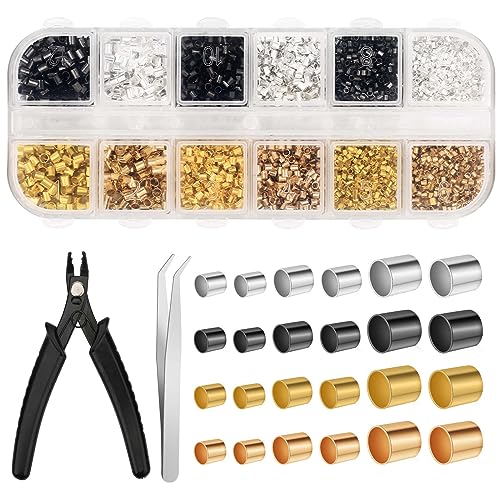 2200 Stück Crimp Perlen Set, 1,5/2/2,5mm Crimp Perlen mit Quetschzange Pinzette Quetschröhrchen für DIY Armbänder Ohrringe Halsketten Schmuckherstellung (4 Farben) von BOXOB