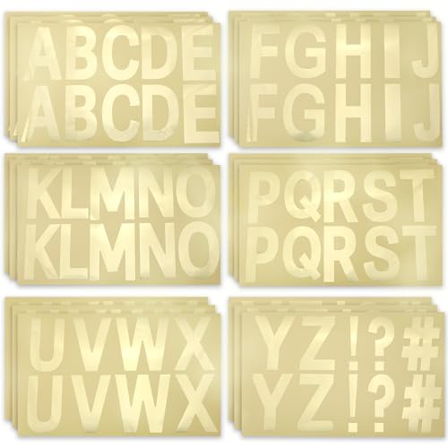 232PCS 24 Blatt Buchstaben Aufkleber, 6cm Alphabet Aufkleber Selbstklebende Großbuchstaben Aufkleber Schriftart Klebeaufkleber für Scrapbook Basteln Briefkasten Tafel (Golden) von BOXOB