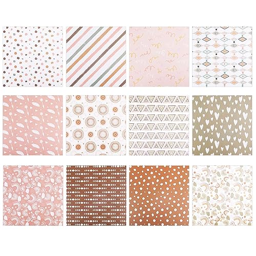 24 Stück Boho Musterpapier, 30x30cm doppelseitig Boho Muster Scrapbook Papier dekoratives Bastelpapier Scrapbook Papier für DIY Kunsthandwerk Kartenherstellung Scrapbook Dekoration (12 Stile) von BOXOB