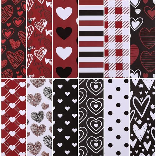 BOXOB 24st Valentinstag Musterpapiere, 12 Designs Herzliebe Scrapbook Papier Doppelseitig Dekoratives Papier Flach Gefaltet für DIY Kunstkartenherstellung Scrapbook Fotoalbum Dekor 30x30cm von BOXOB