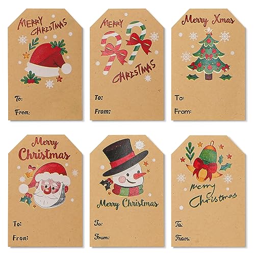 250St Weihnachtsetiketten Aufkleber, Weihnachtsaufkleber Selbstklebend, Weihnachtsetikettenaufkleber für Partygeschenkbox, Umschlag, Geschenktüte von BOXOB