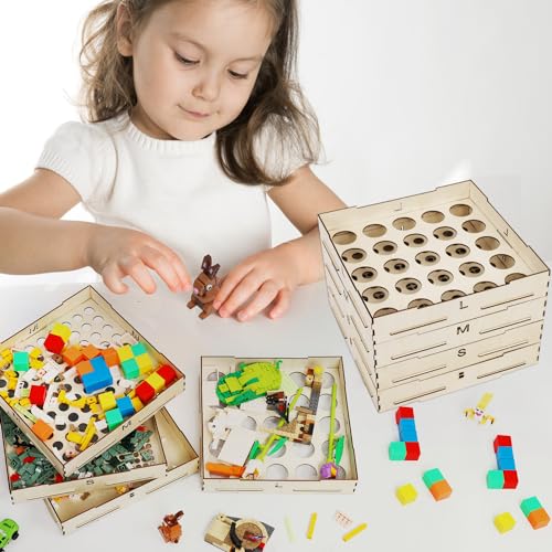 4 Tabletts Sortiersystem für Lego, Sortierboxen 3 Verschiedene Größen Sortierboxen Stapelbar Ziegel Sortierer Blöcke Geschenk für Baustein Liebhaber Teenager Mädchen Jungen von BOXOB
