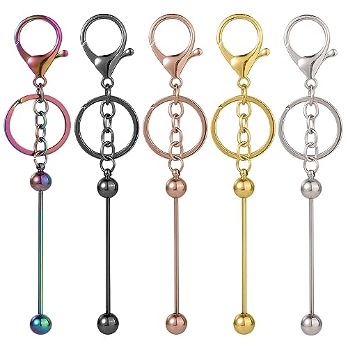 5 Stück Perlen Schlüsselanhänger, Stilvoll Perlen Schlüsselanhänger Perlen Schlüsselanhänger Rohlinge DIY Schlüsselanhänger Zubehör zum Basteln Schmuckherstellung (5 Farben) von BOXOB