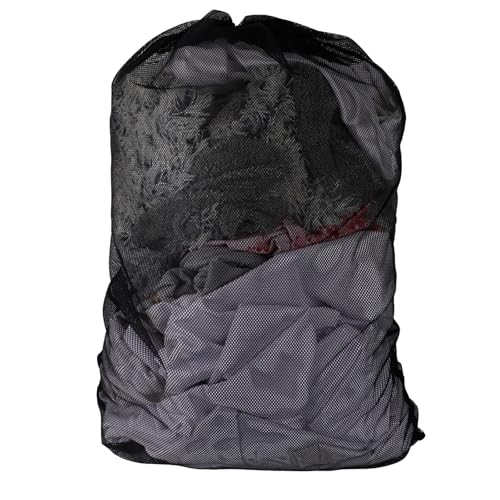 60x90cm Groß Wäschesack aus Netzstoff, Maschinenwaschbar Wäschesack mit Kordelzug für Zuhause Hotel Studentenwohnheim Wohnung Reisen Camp (Schwarz) von BOXOB