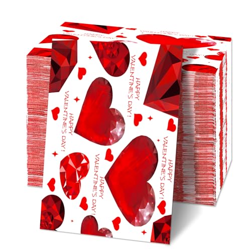 75 Stück Servietten Valentinstag, 33x40cm Papierservietten Herz Servietten Hochzeit Papierhandtücher Valentinstag Dekorationen für Hochzeit Jahrestag Urlaub Party von BOXOB