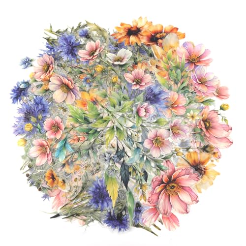 80 Stk Blumenaufkleber, Blumenaufkleber aus PET Material Exquisite Elegante Naturaufkleber Dekorative Aufkleber für Scrapbooking Heimdekoration von BOXOB