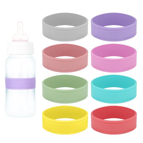 8stk Silikon Babyflaschenetiketten für die Kindertagesstätte, Wiederverwendbare Beschreibbare Datums- und Namensbänder Becheretiketten für Säuglingsflaschen Kinderwasserflaschen (8 Farben) von BOXOB