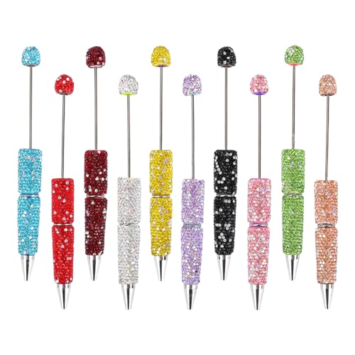 BOXOB 10 Stück Glitzer Kugelschreiber mit Perlen, Kugelschreiber mit Strasssteinen Farbige Schreibwerkzeuge zum Selbermachen Lustige Geschenke für Mädchen und Frauen von BOXOB