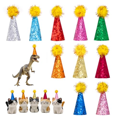 BOXOB 10 Stück Mini Partyhüte, glitzernd verstellbare Kegel Mini Partyhüte für Tiere mit Pompons Plüschfiguren Spielzeug Bunte Kinder geburtstagsdekoration für Kuchen Topper Accessoires BOXOB 10 Stück Mini Partyhüte, glitzernd verstellbare Kegel Mini Partyhüte für Tiere mit Pompons Plüschfiguren Spielzeug Bunte Kinder geburtstagsdekoration für Kuchen Topper Accessoires von BOXOB