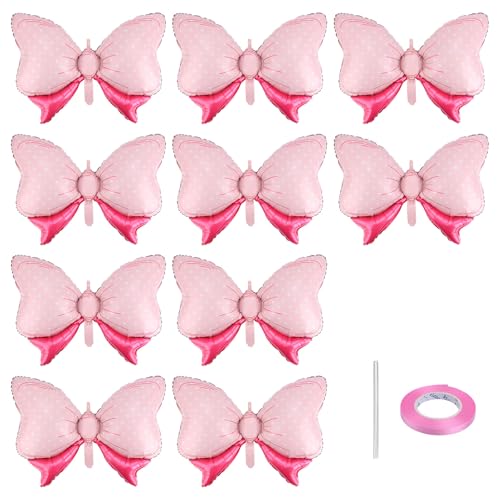 10stk Rosa Schleifenballons, Süße Schleifenballons Riesiger Folienballon mit Schleife Süße Dekoration zur Enthüllung des Geschlechts für Geburtstagsparty Babyparty Hochzeit von BOXOB
