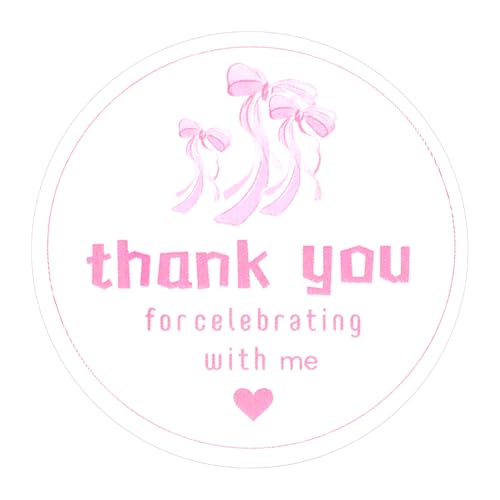 BOXOB 120 Stück Rosa Schleifen Dankeschön Aufkleber, 5cm Selbstklebend Süß Dankeschön-Aufkleber Party-Gastgeschenke Party-Dekoration für Babyparty und Geburtstag von BOXOB