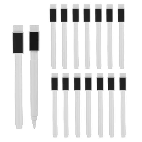 BOXOB 16st Weiße Magnetische Trocken Abwischbare Marker, Tafel Trocken Abwischbare Stifte mit Radiergummikappe Feine Spitze Geruchsarm für Den Einsatz im Büro Schule Kühlschrank von BOXOB
