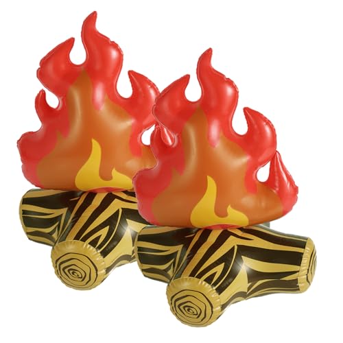 BOXOB 2 Stück Lagerfeuer Aufblasbar, Künstliche Feuerstelle Dekoration Pielzeug für Drinnen und Draußen zum Spielen für Kinder Camping-Thema Geburtstagsfeier Szenengestaltung und Foto-Requisiten von BOXOB