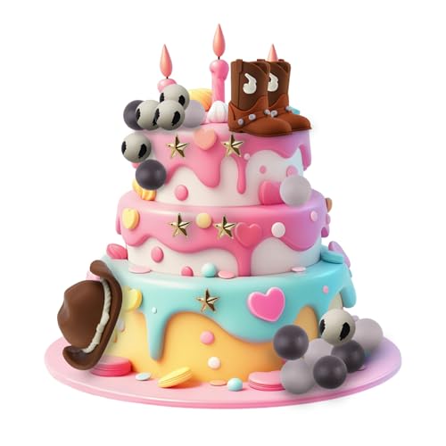BOXOB 23 Teilige Cowboy Kuchendekorationen, Hut Stiefel Bälle Pentagramm Kuchenaufsätze Western Cowboy Mottoparty Dekor für Babyparty Geburtstagsparty Zubehör BOXOB 23 Teilige Cowboy Kuchendekorationen, Hut Stiefel Bälle Pentagramm Kuchenaufsätze Western Cowboy Mottoparty Dekor für Babyparty Geburtstagsparty Zubehör von BOXOB