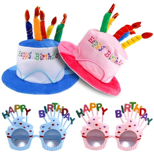 BOXOB 2St Geburtstagshut Set, Farbig Lustig Geburtstag Kuchen Hut Partyhut mit Sonnenbrille für Erwachsene Teenager Maskerade Cosplay Kostümzubehör BOXOB 2St Geburtstagshut Set, Farbig Lustig Geburtstag Kuchen Hut Partyhut mit Sonnenbrille für Erwachsene Teenager Maskerade Cosplay Kostümzubehör von BOXOB