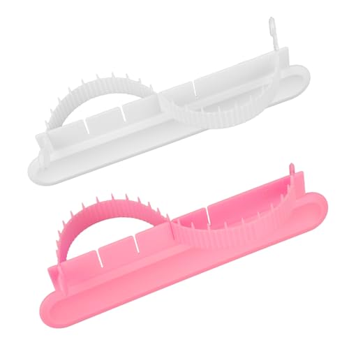 BOXOB 2stk Fondant-Kuchenbogenlineal, Kuchenbogen-Führungswerkzeug Verstellbares Bogenlineal Backmaß Gebäck Unverzichtbares Backzubehör für Heimbäckereien und Konditoreien (Weiß und Rosa) von BOXOB