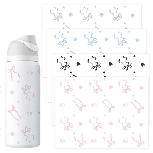 BOXOB 4 Bögen Schleifen-DTF-Aufkleber, Becherverpackungen für Glasbecher Süße Ästhetik Herzschleife Transferaufkleber Abziehbilder für 24/32-oz-Becher Wasserflaschen DIY-Basteln Geschenk (4 Farben) BOXOB 4 Bögen Schleifen-DTF-Aufkleber, Becherverpackungen für Glasbecher Süße Ästhetik Herzschleife Transferaufkleber Abziehbilder für 24/32-oz-Becher Wasserflaschen DIY-Basteln Geschenk (4 Farben) von BOXOB