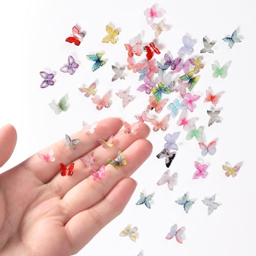 BOXOB 50stk 8,5x7mm Mikro Schmetterling Resin, Sortiert Bunte Kleine Schmetterlinge Deko Mini Miniaturen Puppenhaus Zubehör 3D Schmetterling Nagel Charms Landschaftsdekorationen zum Basteln Feenhaus BOXOB 50stk 8,5x7mm Mikro Schmetterling Resin, Sortiert Bunte Kleine Schmetterlinge Deko Mini Miniaturen Puppenhaus Zubehör 3D Schmetterling Nagel Charms Landschaftsdekorationen zum Basteln Feenhaus von BOXOB