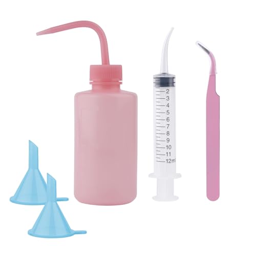 BOXOB 5st Schneekugel Becher Zubehör, Glitzer Schneekugelbecher DIY Set Inklusive Kunststoff Quetschflasche Spritze Pinzette und Trichter für Bastelarbeiten von BOXOB