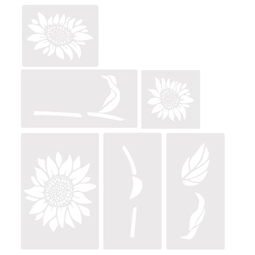 BOXOB 6stk Große Sonnenblumen Schablonen zum Malen auf Holz, Wiederverwendbar Kunststoff Schablonen für Zaun Schöne Blumen Formen für Wände Zaun Dekor BOXOB 6stk Große Sonnenblumen Schablonen zum Malen auf Holz, Wiederverwendbar Kunststoff Schablonen für Zaun Schöne Blumen Formen für Wände Zaun Dekor von BOXOB