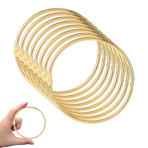 BOXOB 8 Stück Binderinge, 103mm Groß Buchpapierringe Clips Metall Vernickelt Schlüsselanhänger Binderinge für Karteikarten Notizbücher Fotos Akten Basteln Zuhause Schule Büro (Gold) von BOXOB