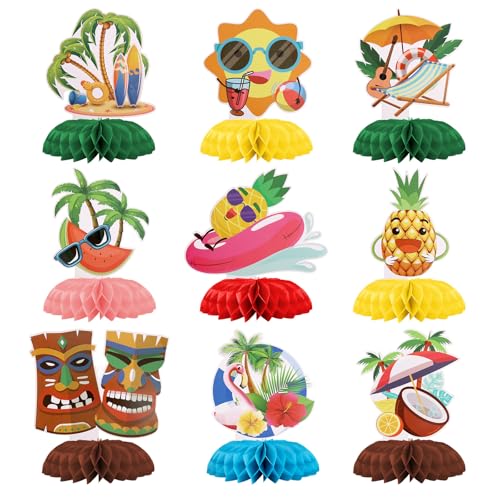 BOXOB 9stk Hawaii Luau Waben-Mittelstücke, Sommerparty-Dekoration Aloha Tischaufsatz Süße Hawaii-Luau-Tischaufsätze für Partyzubehör BOXOB 9stk Hawaii Luau Waben-Mittelstücke, Sommerparty-Dekoration Aloha Tischaufsatz Süße Hawaii-Luau-Tischaufsätze für Partyzubehör von BOXOB