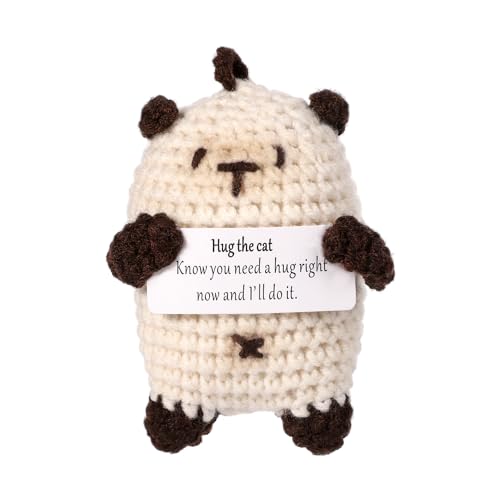 BOXOB Lustige Positive Katze, 9,5cm Kreative Süße Gestrickte Katzenpuppe mit Inspirierender Karte Glücksgeschenk Katze Gehäkelt für Plüsch-Geburtstagsgeschenk Party-Dekoration Ermutigung BOXOB Lustige Positive Katze, 9,5cm Kreative Süße Gestrickte Katzenpuppe mit Inspirierender Karte Glücksgeschenk Katze Gehäkelt für Plüsch-Geburtstagsgeschenk Party-Dekoration Ermutigung von BOXOB