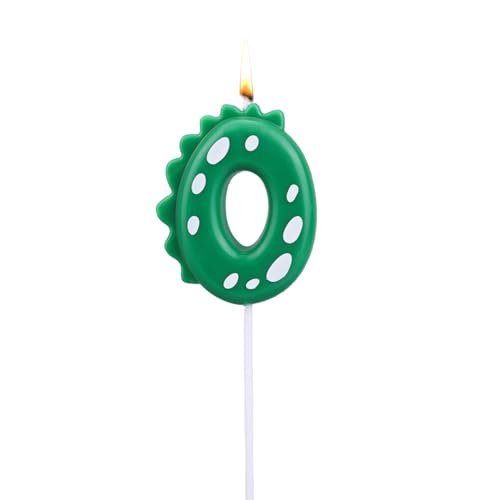 Dinosaur Geburtstagskerze, Grüne Zahlenkerzen für Kuchen & Cupcake-Dekorationen Dino-Themenparty-Dekorationen Geburtstagszubehör für Kinder Jungen (Zahl 0) von BOXOB