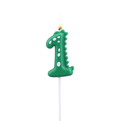 Dinosaur Geburtstagskerze, Grüne Zahlenkerzen für Kuchen & Cupcake-Dekorationen Dino-Themenparty-Dekorationen Geburtstagszubehör für Kinder Jungen (Zahl 1) von BOXOB