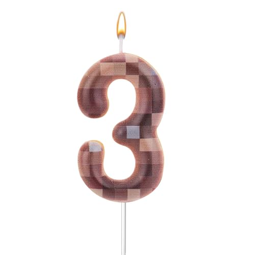 Geburtstagszahlenkerze, Braune Zahlenkerze Geburtstagszahlenkerze Kuchendekoration Kuchenaufsatz für Geburtstag Jubiläumsparty (Nummer 3) von BOXOB