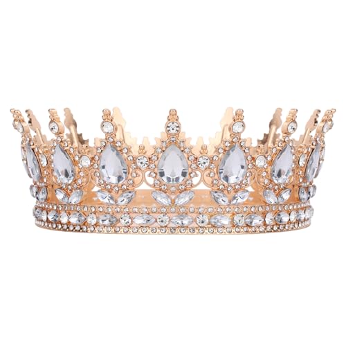 Goldene Königinnenkrone für Frauen, Strasssteinen und Kristallen aus Legierung Hochzeitskrone Haarschmuck die Braut Stilvoller Modeschmuck für Hochzeit Geburtstag Abschlussball Goldene Königinnenkrone für Frauen, Strasssteinen und Kristallen aus Legierung Hochzeitskrone Haarschmuck die Braut Stilvoller Modeschmuck für Hochzeit Geburtstag Abschlussball von BOXOB