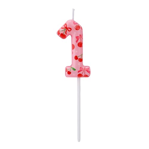 Kirsch Geburtstagskerze, Süße Rosa Früchte Thema Zahlenkerze Kirsche Oben Drauf Tortenaufsatz für Frauen und Mädchen Geburtstagsfeier Babyparty Feier Dekoration (Nummer 1) von BOXOB