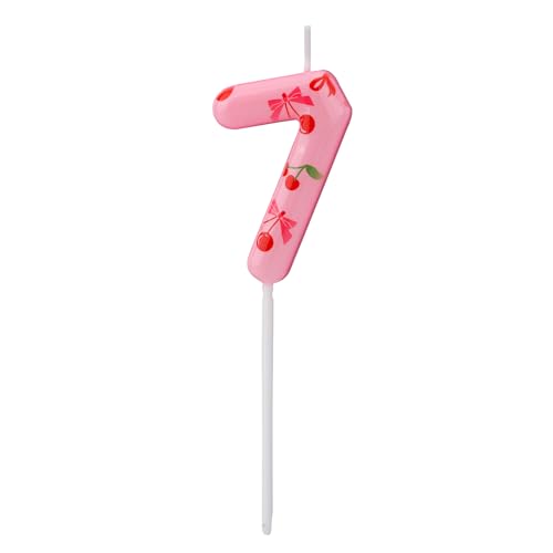 Kirsch Geburtstagskerze, Süße Rosa Früchte Thema Zahlenkerze Kirsche Oben Drauf Tortenaufsatz für Frauen und Mädchen Geburtstagsfeier Babyparty Feier Dekoration (Nummer 7) von BOXOB
