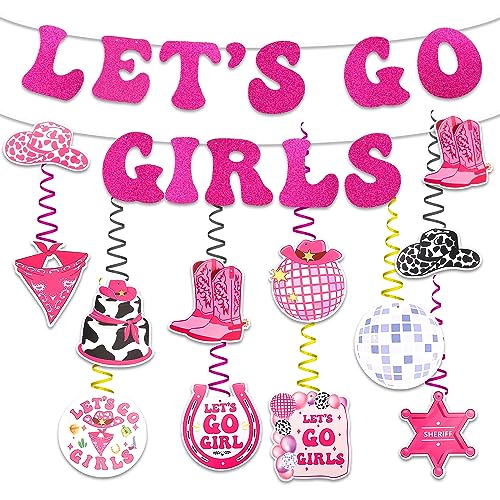 Let's Go Girls Party Dekorationsset, Glitzer Let's Go Girls-Banner im Y2K-Stil Cowgirl Hängedekorationen Pink Bachelorette Party Dekorationen Cowgirl Party Deko von BOXOB