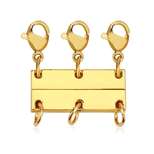 BOXOB Magnetische Halsketten Verschluss Layering mit Karabinerverschluss, Kettenverschluss Mehrere Ketten Mehrsträngige Halskette Schichtverschluss für 3-Lagige Ketten Armbänder Knöchel in Gold von BOXOB