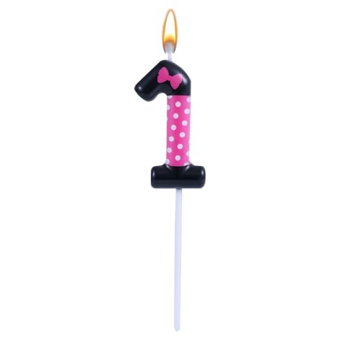 Rosa-Schwarz Geburtstagskerzen für Mädchen, Cartoon-Maus Zahlenkerze Kuchenaufsätze Süße Cupcake-Dekoration Geburtstagsdekorationen mit Rosa Mausmotiv Partyzubehör (Nummer 1) von BOXOB