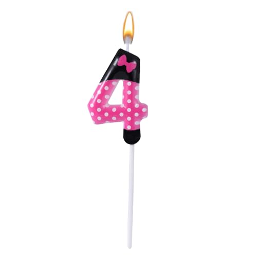 Rosa-Schwarz Geburtstagskerzen für Mädchen, Cartoon-Maus Zahlenkerze Kuchenaufsätze Süße Cupcake-Dekoration Geburtstagsdekorationen mit Rosa Mausmotiv Partyzubehör (Nummer 4) von BOXOB