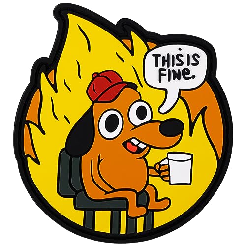 This is Fine Dog Patch, 9x8cm Kreativ Hunde Moral Patch PVC Lustige Kleiderflicken Gestickte Hunde Applikation Aufnäher mit Magischer Kleberückseite für Rucksäcke Jacken Jeans Westen von BOXOB