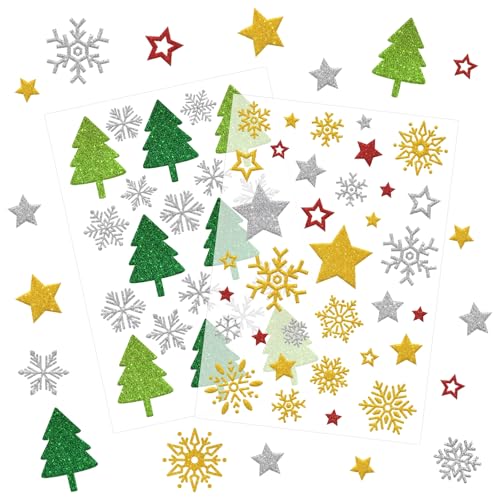 270 Weihnachtssticker, Glitzer Sticker Stern Gold Schneeflocken Aufkleber Basteln, Weihnachtsaufkleber Selbstklebend, Kleinigkeiten Weihnachten Geschenk für Frauen kinder Adventskalender Füllung 270 Weihnachtssticker, Glitzer Sticker Stern Gold Schneeflocken Aufkleber Basteln, Weihnachtsaufkleber Selbstklebend, Kleinigkeiten Weihnachten Geschenk für Frauen kinder Adventskalender Füllung von BOYATONG