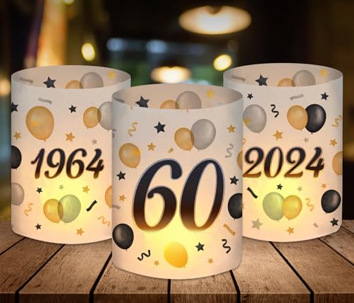12 Windlicht Tischdeko 60 Geburtstag, Deko 60. Geburtstag Mann Frau, Diamantene Hochzeit Deko Tisch, 1964 Geburtstag Frau Mann, 60 Jahre Happy Birthday Tischdeko, Geeignet für Teelichter oder Kerzen 12 Windlicht Tischdeko 60 Geburtstag, Deko 60. Geburtstag Mann Frau, Diamantene Hochzeit Deko Tisch, 1964 Geburtstag Frau Mann, 60 Jahre Happy Birthday Tischdeko, Geeignet für Teelichter oder Kerzen von BOYATONG
