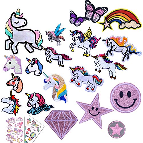 20 Stück Gemischt Bügelflicken/Flicken zum Aufbügeln,Aufbügelflicken Einhorn,Applikation Einhorn zum Aufnähen Set für Erwachsene,Mädchen,Kinder Knie,Junge,Jeans mit Smiley,Sterne,Schmetterlingen 20 Stück Gemischt Bügelflicken/Flicken zum Aufbügeln,Aufbügelflicken Einhorn,Applikation Einhorn zum Aufnähen Set für Erwachsene,Mädchen,Kinder Knie,Junge,Jeans mit Smiley,Sterne,Schmetterlingen von BOYATONG