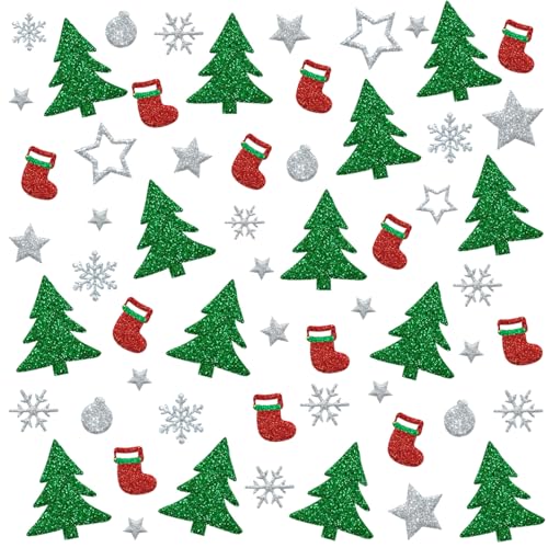 240+pcs Sticker Weihnachten Glitzer, Weihnachtssticker Selbstklebend, Weihnachts Sticker für Mitgebsel Weihnachten kinder Aufkleber Weihnachten für DIY Weihnachtsdeko Kerzen Weihnachten von BOYATONG