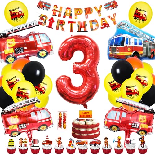 48 Stück Feuerwehr Deko Kindergeburtstag, Feuerwehr Geburtstag Deko 3 jahre Junge, Feuerwehr Luftballons 3 Kindergeburtstag, Feuerwehr Deko 3. Geburtstag Junge, Happy Birthday Deko für Feuerwehr Party 48 Stück Feuerwehr Deko Kindergeburtstag, Feuerwehr Geburtstag Deko 3 jahre Junge, Feuerwehr Luftballons 3 Kindergeburtstag, Feuerwehr Deko 3. Geburtstag Junge, Happy Birthday Deko für Feuerwehr Party von BOYATONG