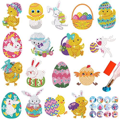 5D DIY Diamond Painting Osterhase Ostereier, 17er Diamant Malerei Set, Ostern Diamant Aufkleber Kit für Erwachsene Anfänger, Basteln Ostern Kinder für Osterdeko Personalisierte Ostern Geschenk von BOYATONG