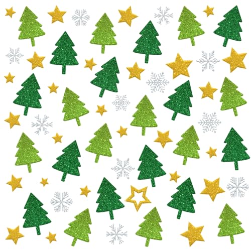 280+ Weihnachtssticker, Glitzer Weihnachtsaufkleber, Tannenbaum Sterne Schneeflocken Sticker, Selbstklebend Weihnachtsdeko für Karten, Geschenke, Adventskalender, Weihnachten Basteln （10 Bogen） von BOYATONG