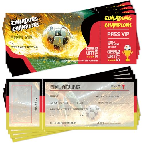 BOYATONG Einladungskarten Kindergeburtstag Junge Mädchen, 12x Einzigartige Einladungskarten Kindergeburtstag Fussball Eintrittskarte, für Fussball Deko Geburtstag Kinder Fußballparty BOYATONG Einladungskarten Kindergeburtstag Junge Mädchen, 12x Einzigartige Einladungskarten Kindergeburtstag Fussball Eintrittskarte, für Fussball Deko Geburtstag Kinder Fußballparty von BOYATONG