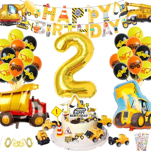 Bagger Deko Kindergeburtstag XXL Set, Deko 2. Geburtstag Junge, Baustelle Geburtstag Deko mit Bagger Happy Birthday Banner, Folienballon 2 Jahre und Bagger Deko Kuchen Bagger Deko Kindergeburtstag XXL Set, Deko 2. Geburtstag Junge, Baustelle Geburtstag Deko mit Bagger Happy Birthday Banner, Folienballon 2 Jahre und Bagger Deko Kuchen von BOYATONG