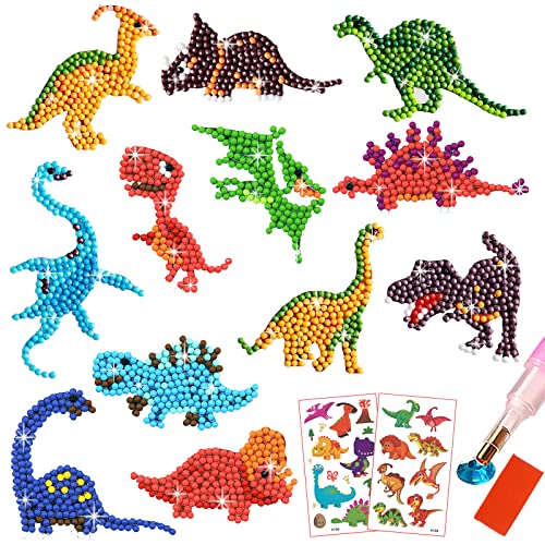 BOYATONG Diamond Painting Dinosaurier Set, Diamond Painting Kinder Junge Mädchen, Diamond Painting Kleine Bilder, 5D Diamant Painting DIY, Diamond Painting Sticker Dinosaurier für Geschenk von BOYATONG