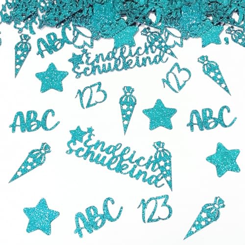 60 Stück Schulkind Konfetti Glitzer Blau, Schulkind 2024 Einschulung Deko, Tischdeko Konfetti Einschulung für Schuleinführung, Schulanfang, Einschulung Jungen Einschulungsfeier von BOYATONG